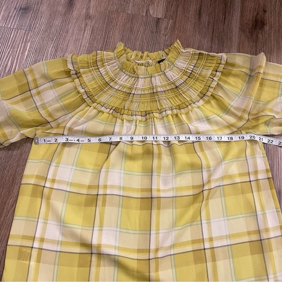 Ann Taylor Women’s Med Blouse Top Smocked Plaid Romance Victorian Academia Sheer - Picture 10 of 14